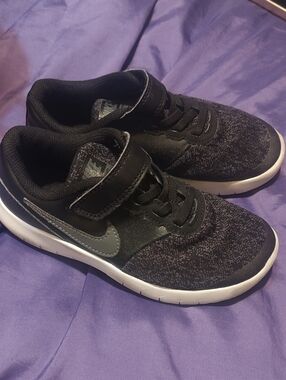 Nike Black Kids Sneakers with Gray Swoosh